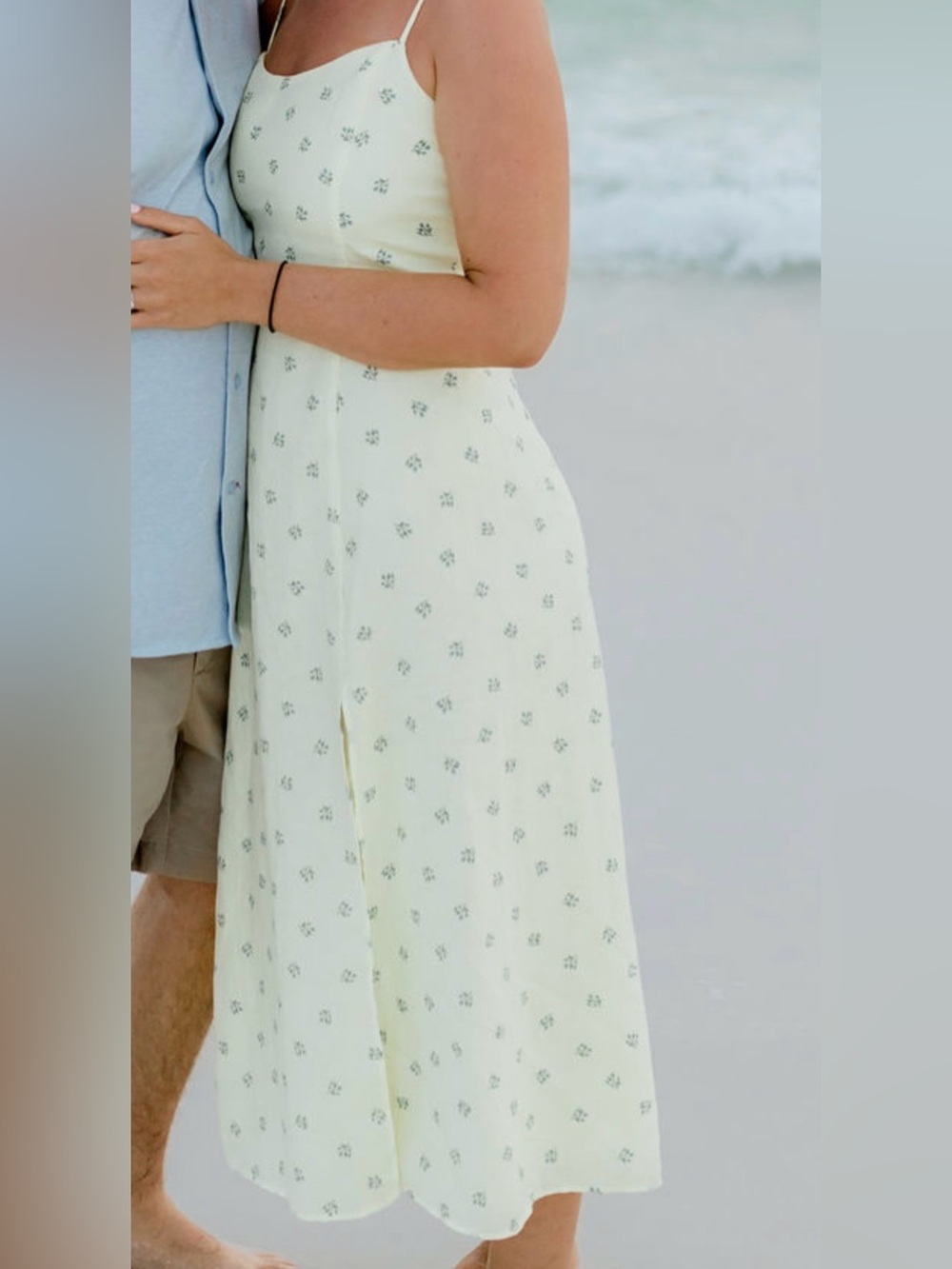Aritzia Pale Yellow Floral Slip Midi Dress